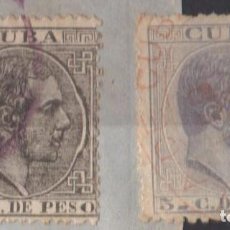 Sellos: CUBA 1883-88 5 C.ERROR DE COLOR NEGRO EN VEZ DE AZUL GRISACEO. FRONTAL.