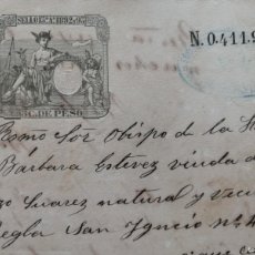Sellos: 1893 CUBA RELIGION TIMBROLOGIA * (X2) FIRMADO OBISPO HABANA MANUEL SANTANDER FRUTOS * PAPEL SELLADO