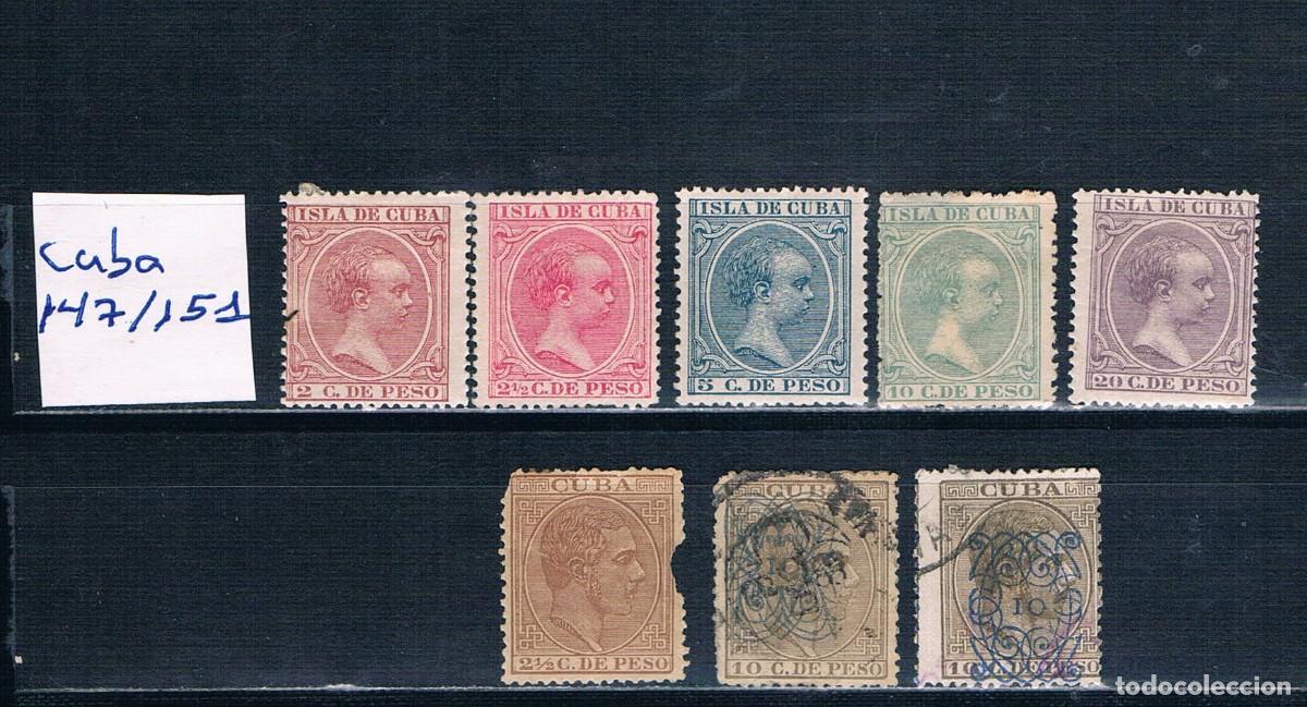 Sellos: ESPAÑA CUBA 1896 VARIOS MH* Y USADOS
