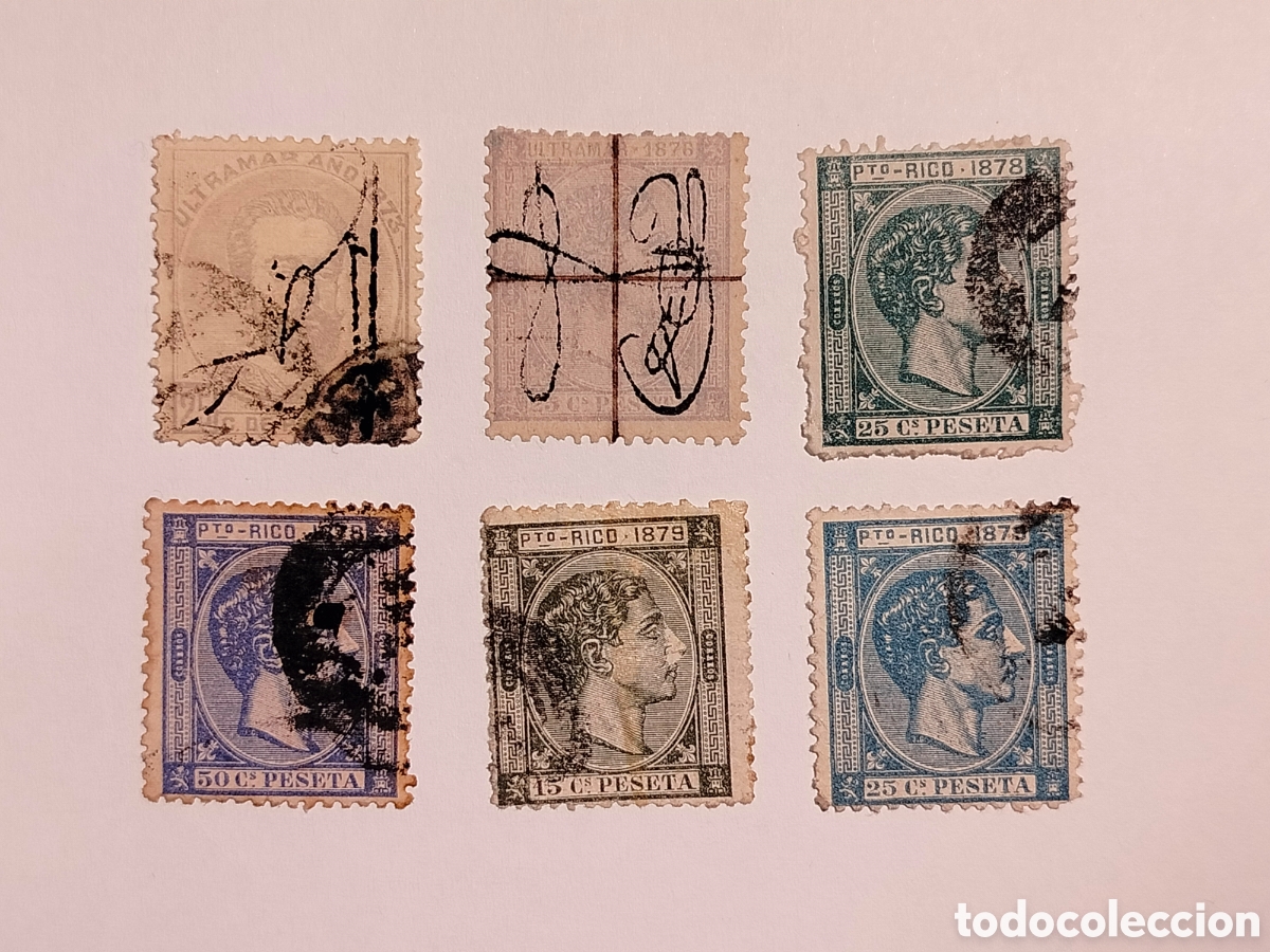 Sellos: Puerto Rico Edifil 1,11,20,21,25 y 26 usados