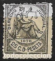 Selos: Cuba, Fiscales, 1878 Derecho Judicial, 25 cts. de peseta negro * *