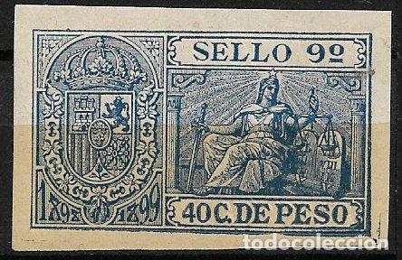 Sellos: Puerto Rico, Fiscales, 1898 - 99 Sello 9&ordm; 40 cts. de peso azul * *