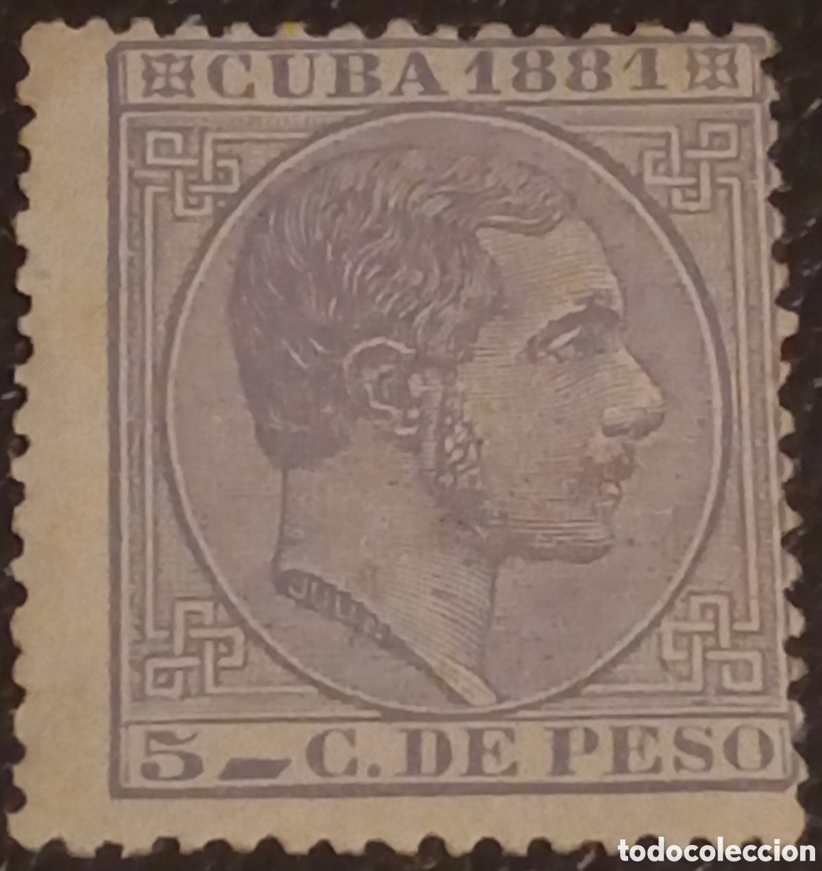Sellos: Cuba 1881 - Alfonso XII - 5 c. de peso - Edifil N&ordm; 65 MH*
