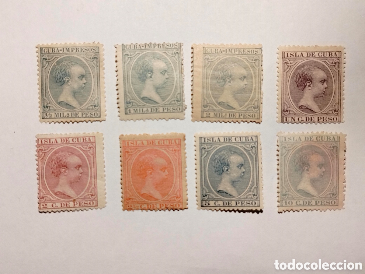 Sellos: Cuba 1896/7 Edifil 140/2 y 146/50 * y (*)