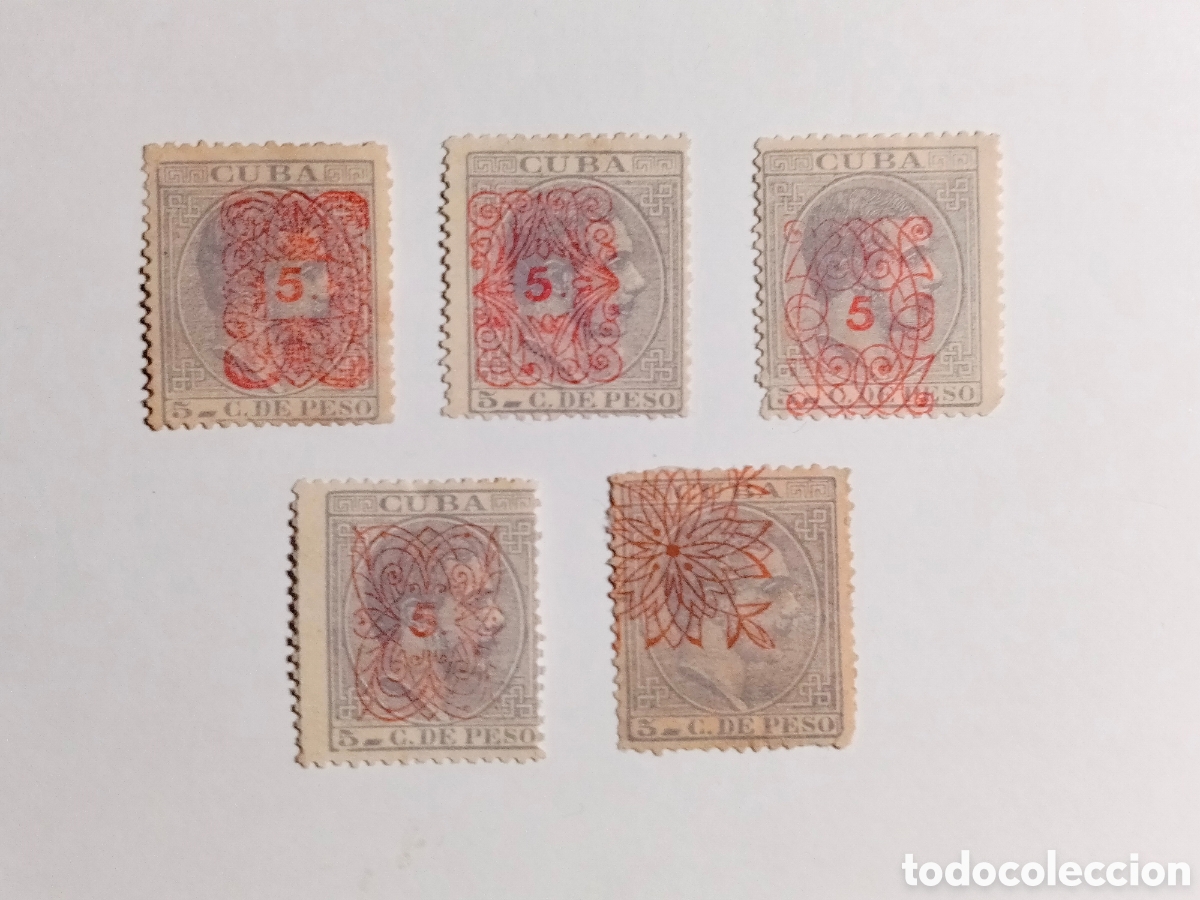 Sellos: Cuba 1883 Edifil 74-77-80-83-86 (*)
