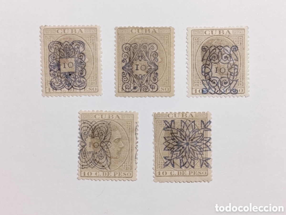 Sellos: Cuba 1883 Edifil 75-78-81-84-87 MH