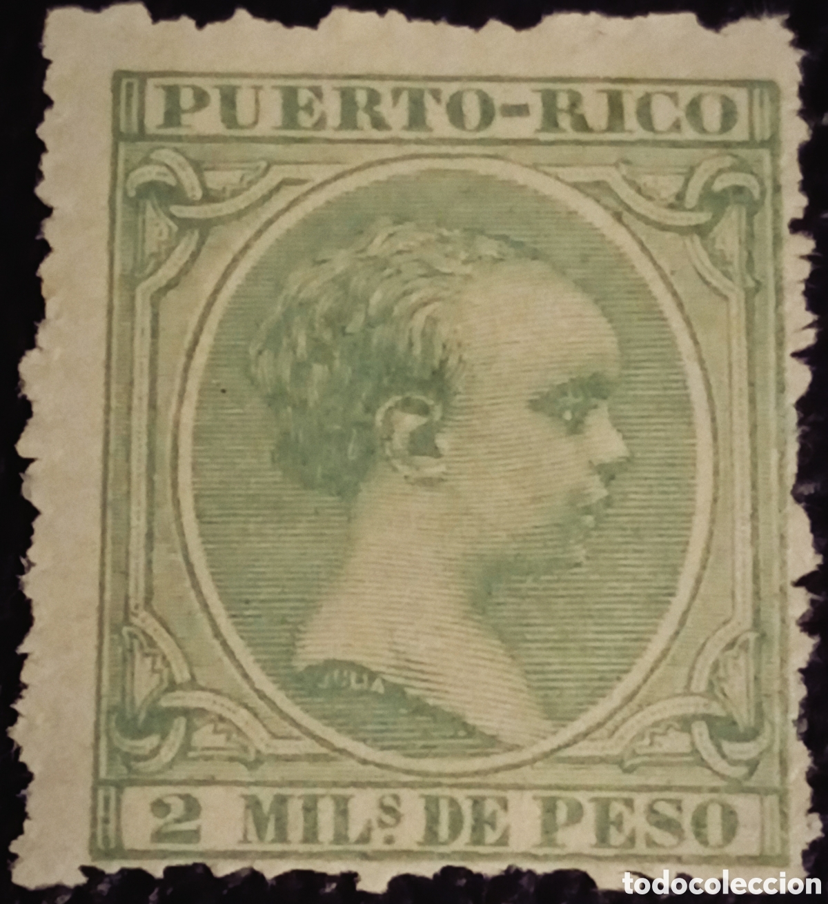 Sellos: Puerto Rico 1890 - Alfonso XIII &rdquo;Pel&oacute;n&rdquo; - 2 Mils de Peso - Edifil 73 - MNH