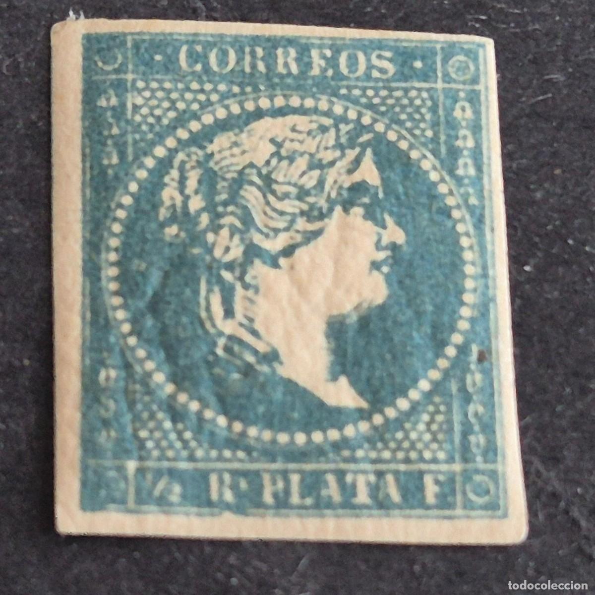 Sellos: ESPA&Ntilde;A, CUBA, ANTILLAS, 1857, ISABEL II, SIN FILIGRANA, EDIFIL 7*, NUEVO, GOMA, FIJASELLO, (LOTE AR)