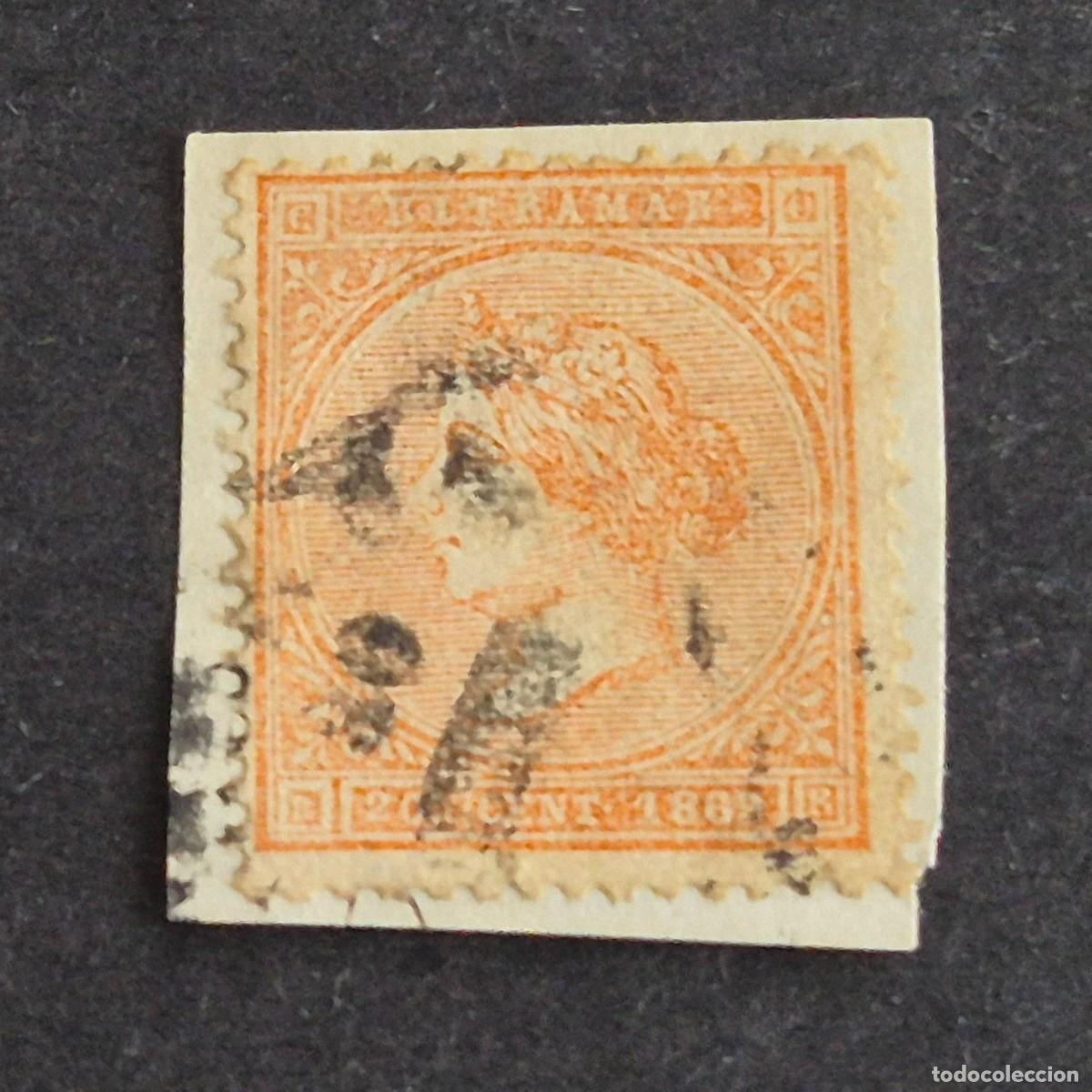 Sellos: ESPA&Ntilde;A, CUBA, ANTILLAS, 1869, ISABEL II, EDIFIL 17, MATASELLO FECHADOR, SOBRE FRAGMENTO, (LOTE AR)