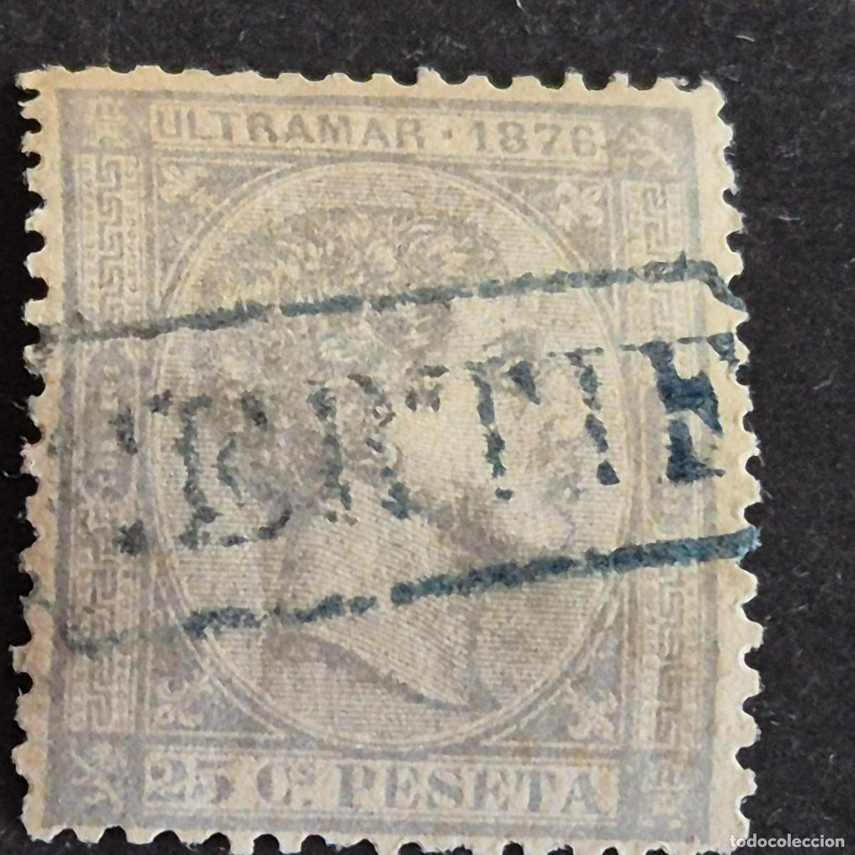 Sellos: ESPA&Ntilde;A, CUBA, 1876, ALFONSO XII, EDIFIL 36, MATASELLO TAMP&Oacute;N CERTIFICADO, (LOTE AR)