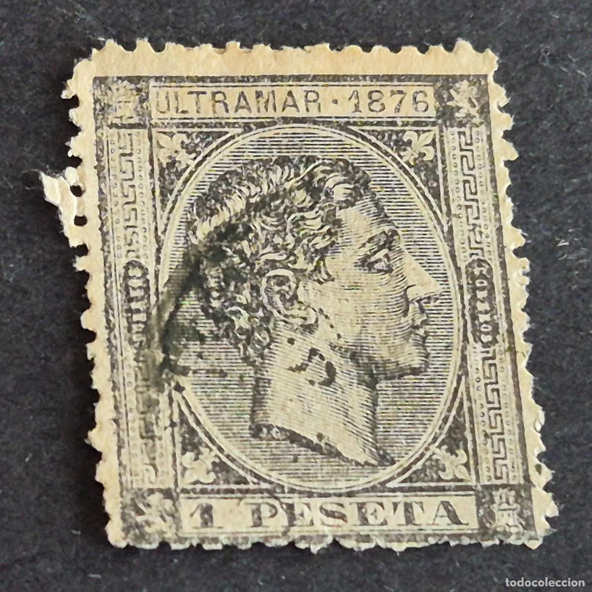 Sellos: ESPA&Ntilde;A, CUBA, 1876, ALFONSO XII, EDIFIL 38, USADO, MARQUILLADO, (LOTE AR)