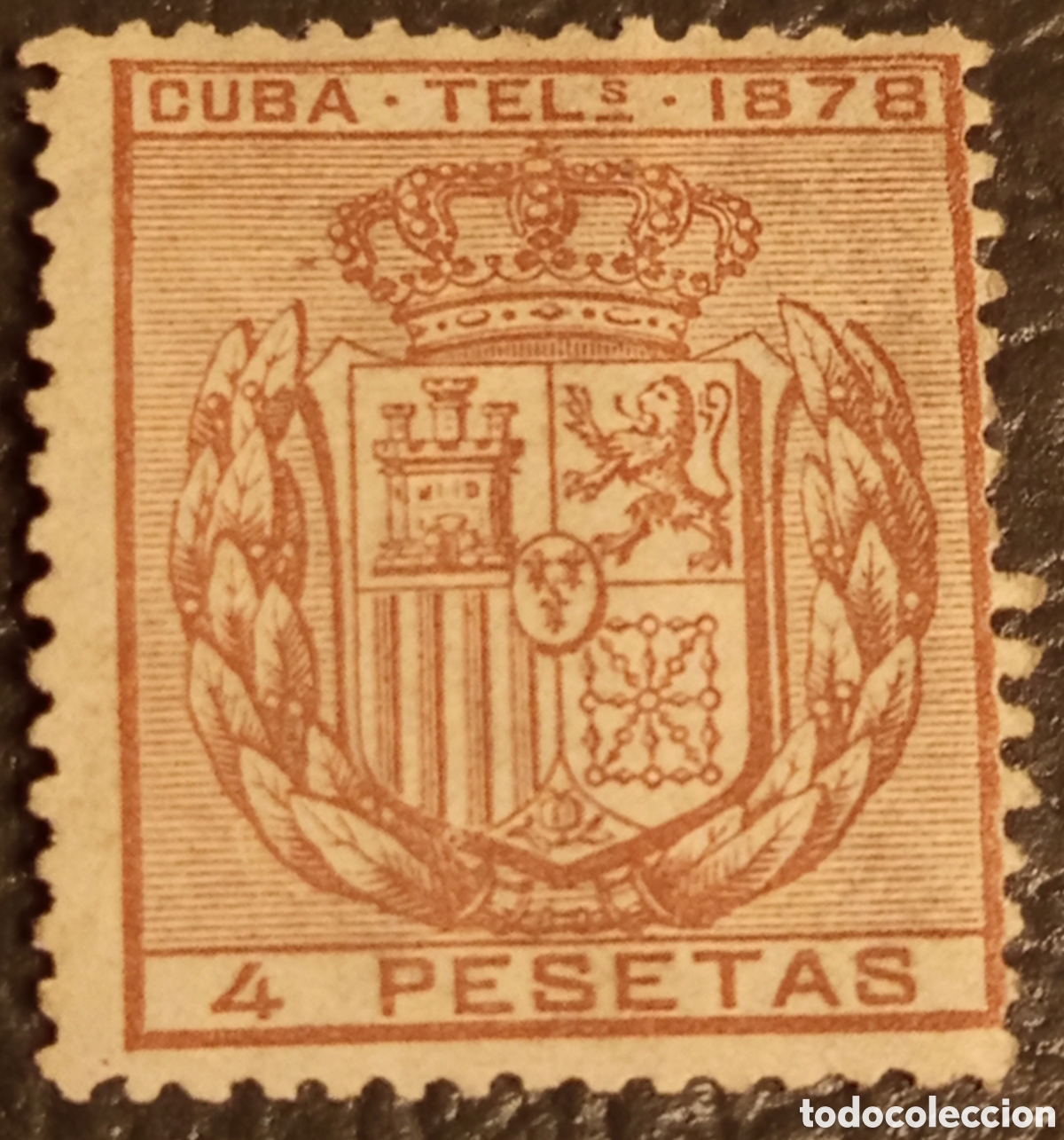 Sellos: Sello Cuba Tel&eacute;grafos 1878 - 4 Pesetas Edifil 45 MNH muy fino