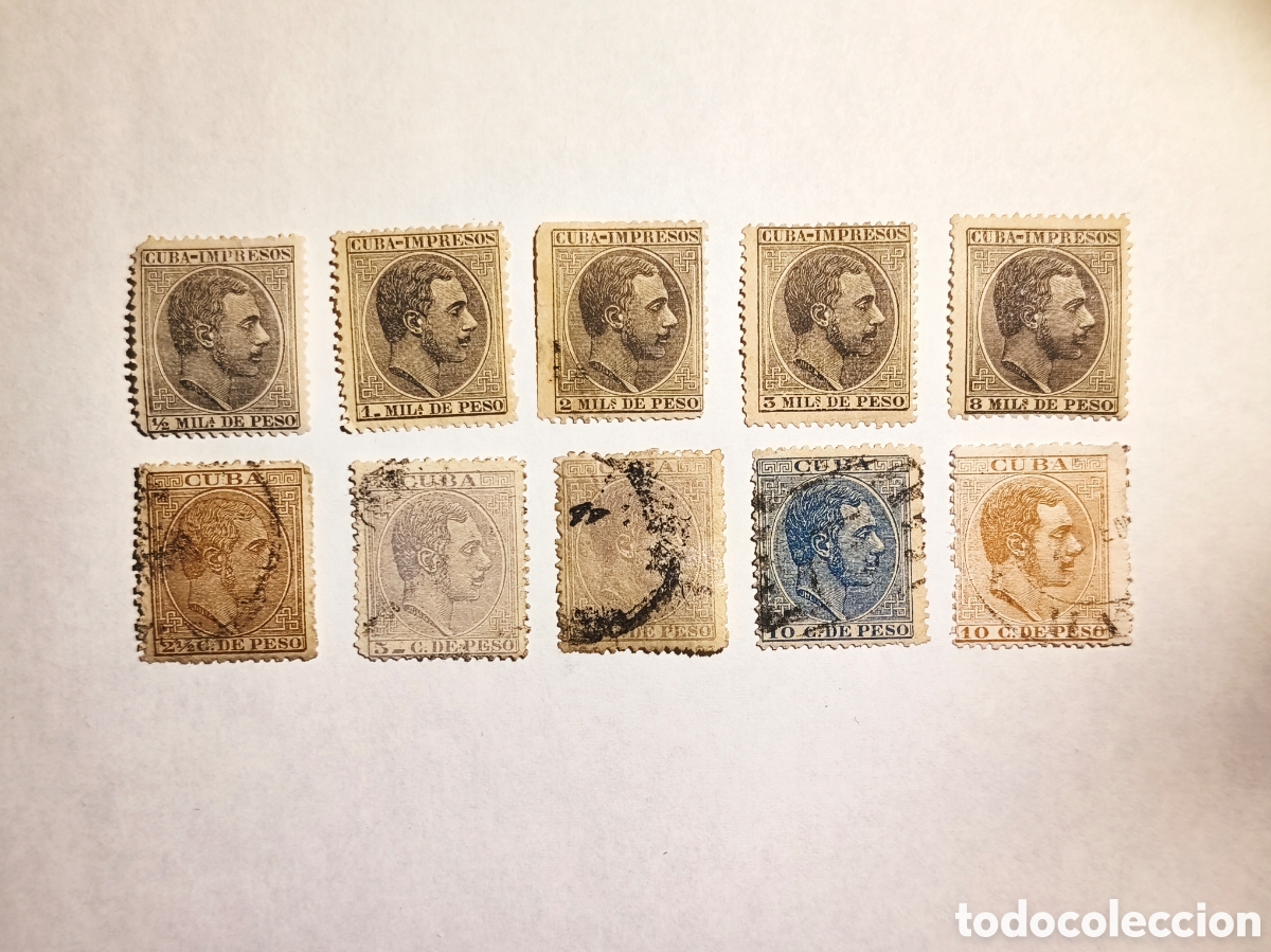 Francobolli: Cuba 1883/8 Edifil 89/2, 94 y 99/103, nuevos y usados