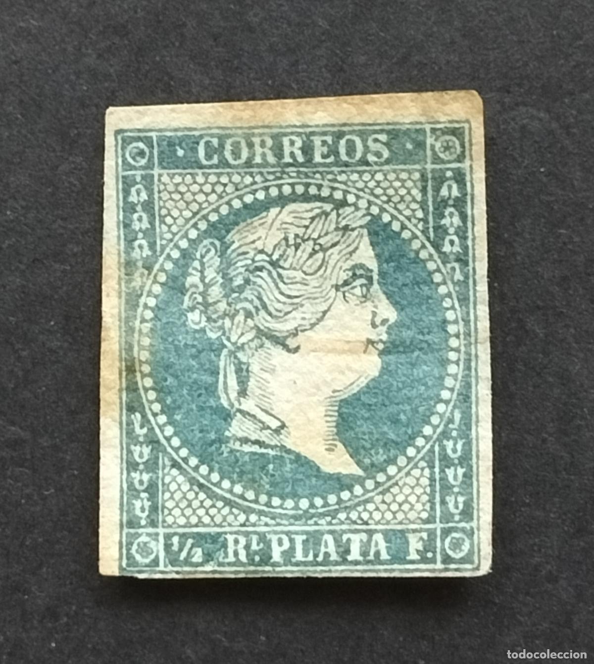 Sellos: SELLO ANTILLAS 1855 - 1/2 REAL AZUL VERDOSO - EDIFIL N⁰ 1
