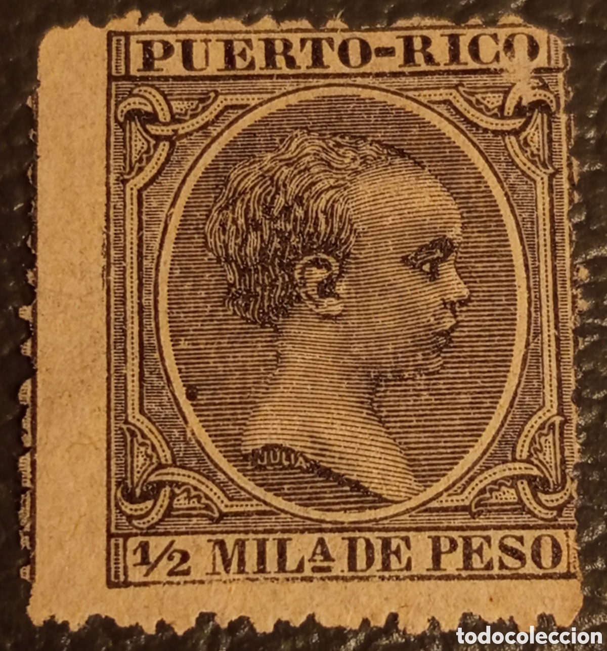 Sellos: Puerto Rico 1890 - Alfonso XIII &rdquo;Pel&oacute;n&rdquo; - 1/2 Mil&eacute;sima de Peso - Edifil n&ordm; 71 - MH