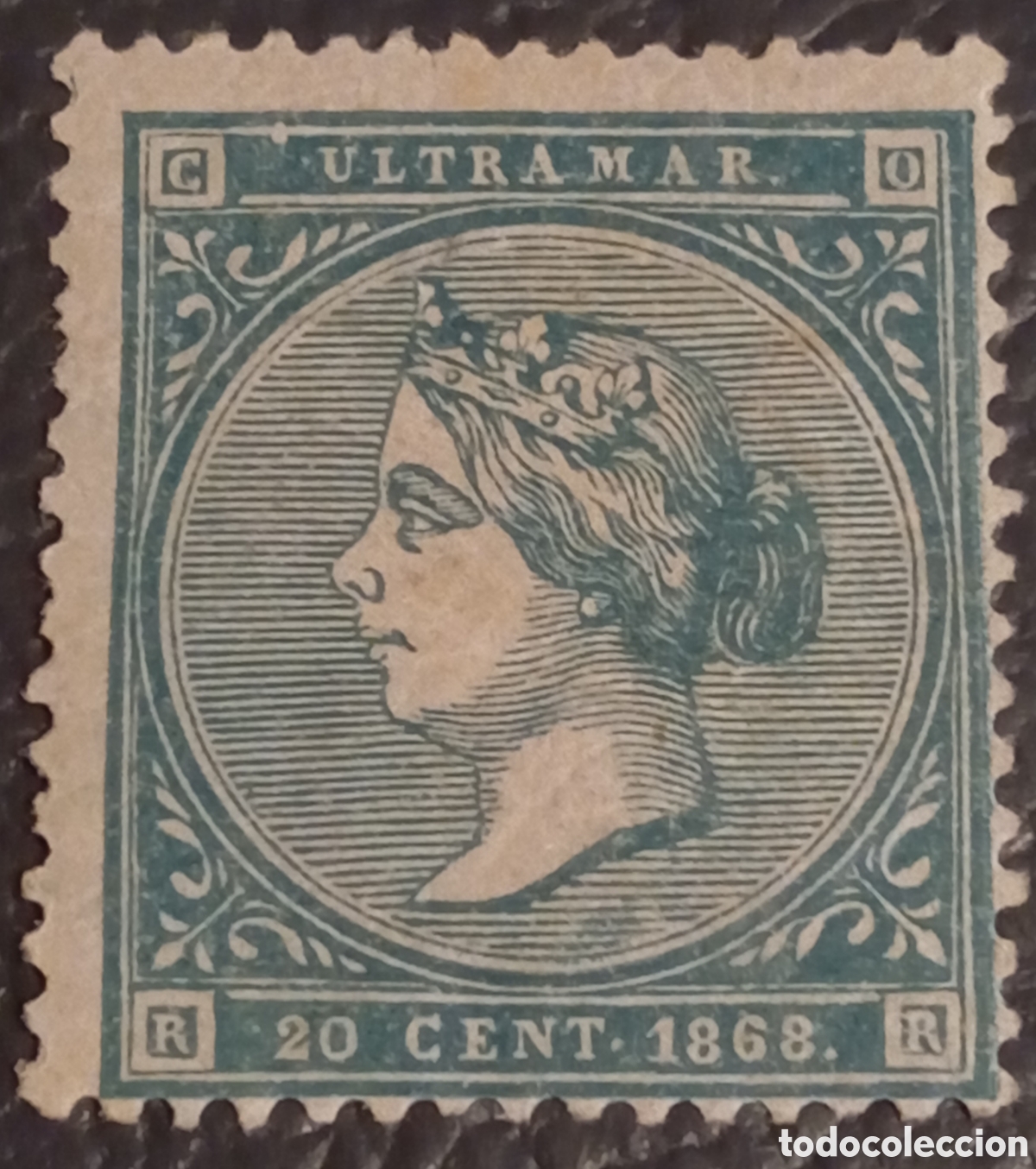 Sellos: Ultramar Antillas 1868 - Isabel II - 20 C&eacute;ntimos Escudo - Edifil N&ordm; 14 MH