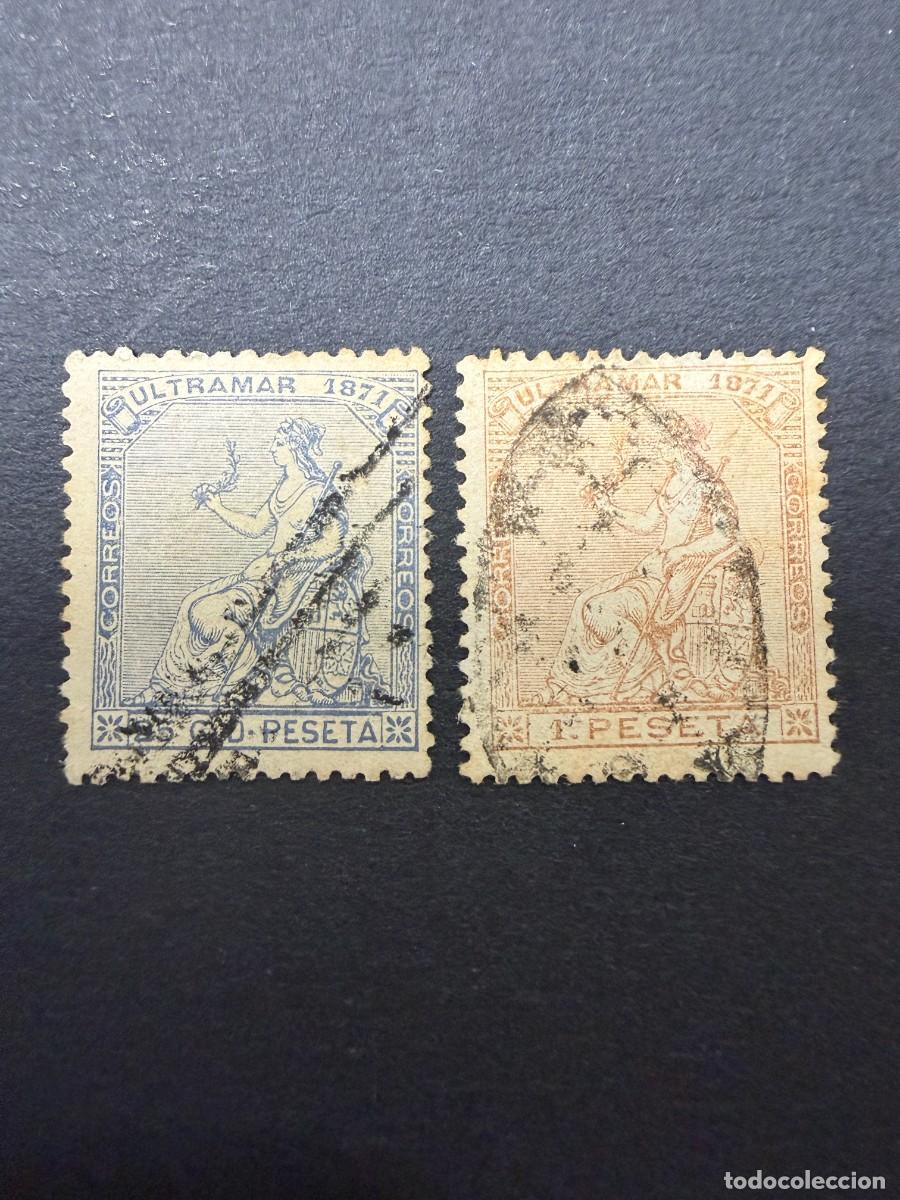 Sellos: ANTILLAS ESPA&Ntilde;OLAS, 1871. EDIFIL 22 Y 20. ALEGRO&Iacute;A DE LA REP&Uacute;BLICA. USADOS