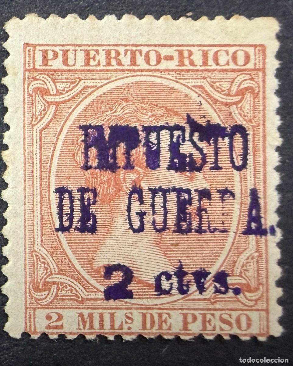 Sellos: PUERTO RICO, 1898. EDIFIL 22. ALFONSO XIII. IMPUESTO DE GUERRA. NUEVO. CON FIJASELLOS