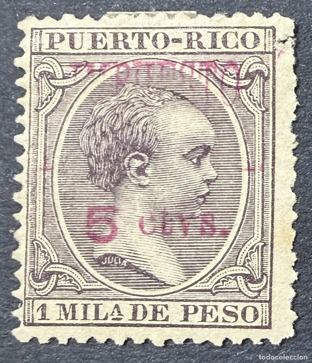 Sellos: PUERTO RICO, 1898. EDIFIL 36. ALFONSO XIII. IMPUESTO DE GUERRA. NUEVO. CON FIJASELLOS