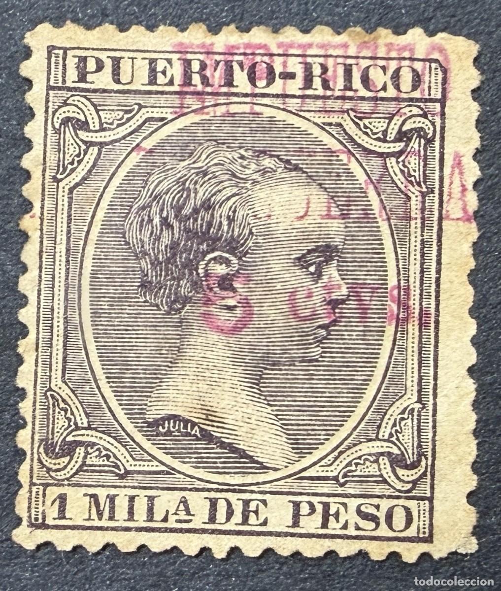 Sellos: PUERTO RICO, 1898. EDIFIL 36. ALFONSO XIII. IMPUESTO DE GUERRA. NUEVO. CON FIJASELLOS
