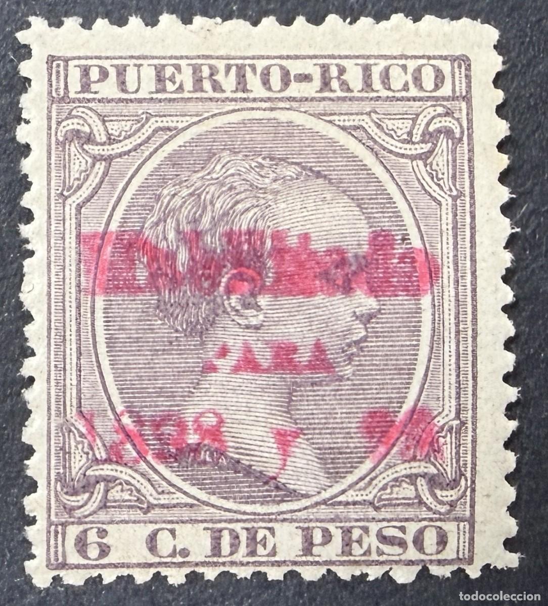 Sellos: PUERTO RICO, 1898. EDIFIL 162. ALFONSO XIII. HABILITADO. NUEVO. CON FIJASELLOS