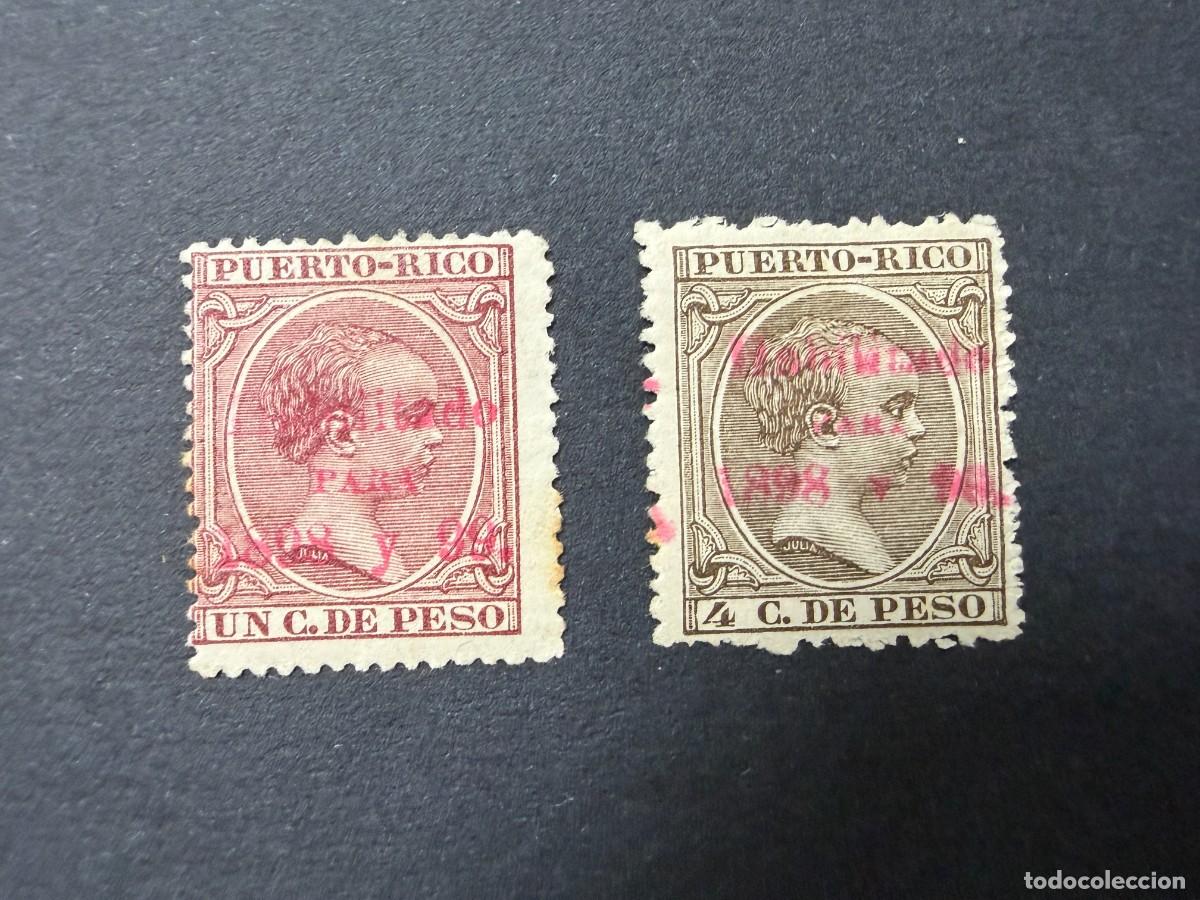 Sellos: PUERTO RICO, 1898. EDIFIL 154 Y 159. ALFONSO XIII. HABILITADO. NUEVOS. CON FIJASELLOS