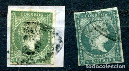 Sellos: Edifil 1 y 2 de Antillas espa&ntilde;olas. Usados.