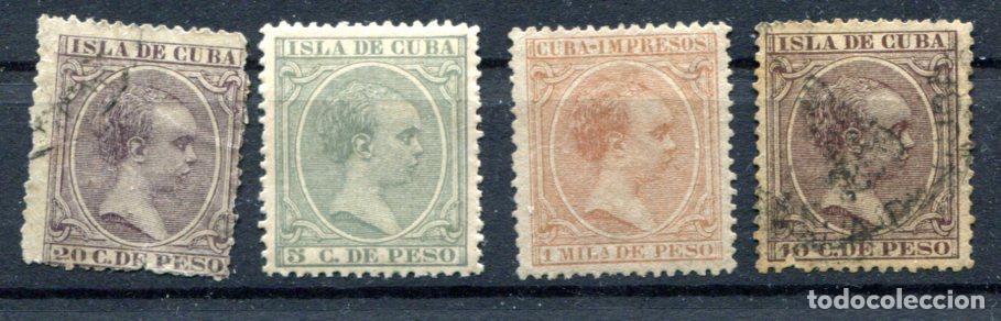 Sellos: 4 sellos diferentes de Cuba, a&ntilde;o 1890. Usados. Ver descripci&oacute;n