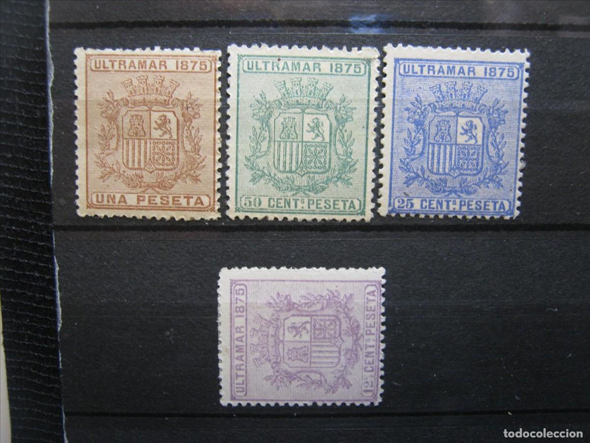 Sellos: CUBA 1875 EDIFIL 31/34 MH* Y (*) LUJO.