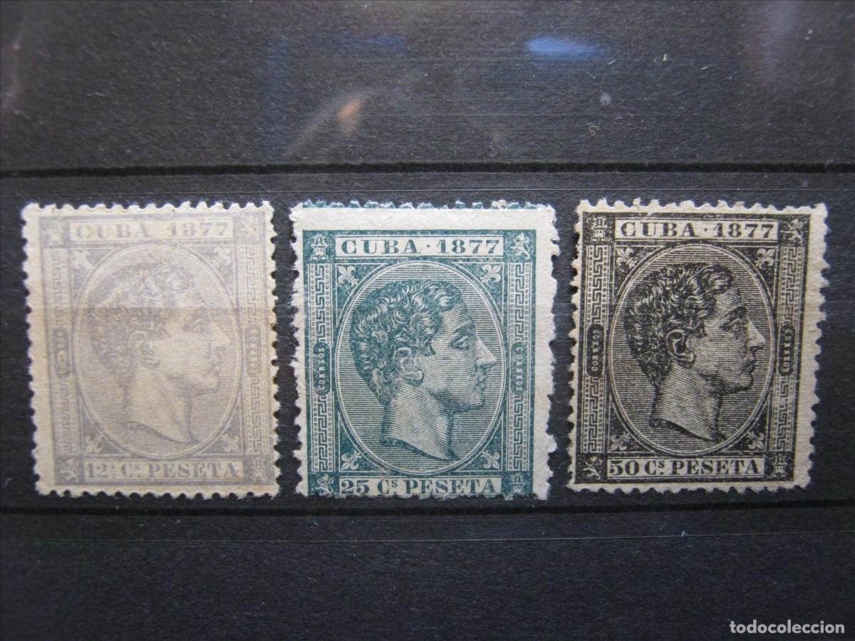 Sellos: CUBA 1877 EDIFIL 40, 41 Y 42 (*) LUJO.