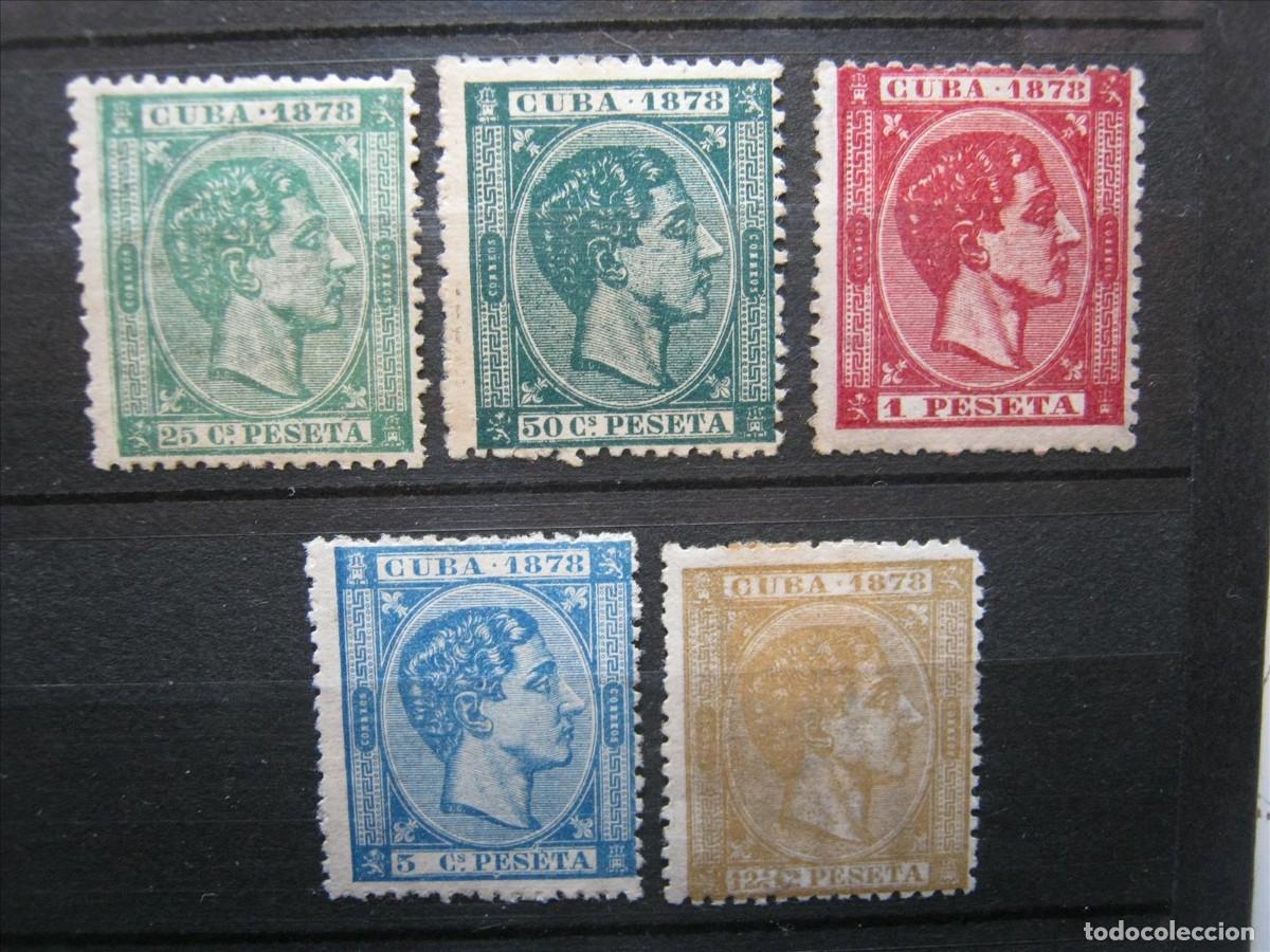 Sellos: CUBA 1878 EDIFIL 44 Y 46/49 MH* Y UNO (*) LUJO.