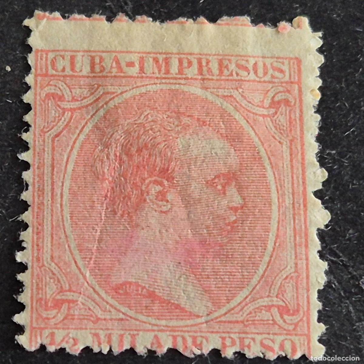 Sellos: ESPA&Ntilde;A, CUBA, 1894, ALFONSO XIII, EDIFIL 130*, NUEVO, GOMA, FIJASEL, GOMA ALGO CRAQUELADA, (LOTE AR)