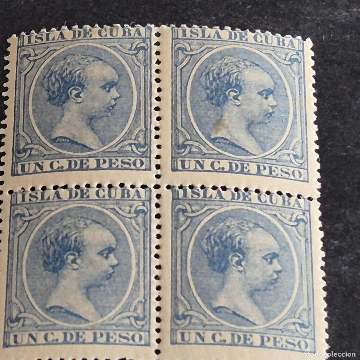 Sellos: ESPA&Ntilde;A, CUBA, 1894, ALFONSO XIII, EDIFIL 136**, BLOQUE DE 4, NUEVOS, LEER, (LOTE AR)