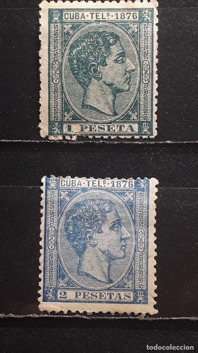 Sellos: CUBA. A&Ntilde;O 1876. *. Edifil 35/6 tel&eacute;grafo