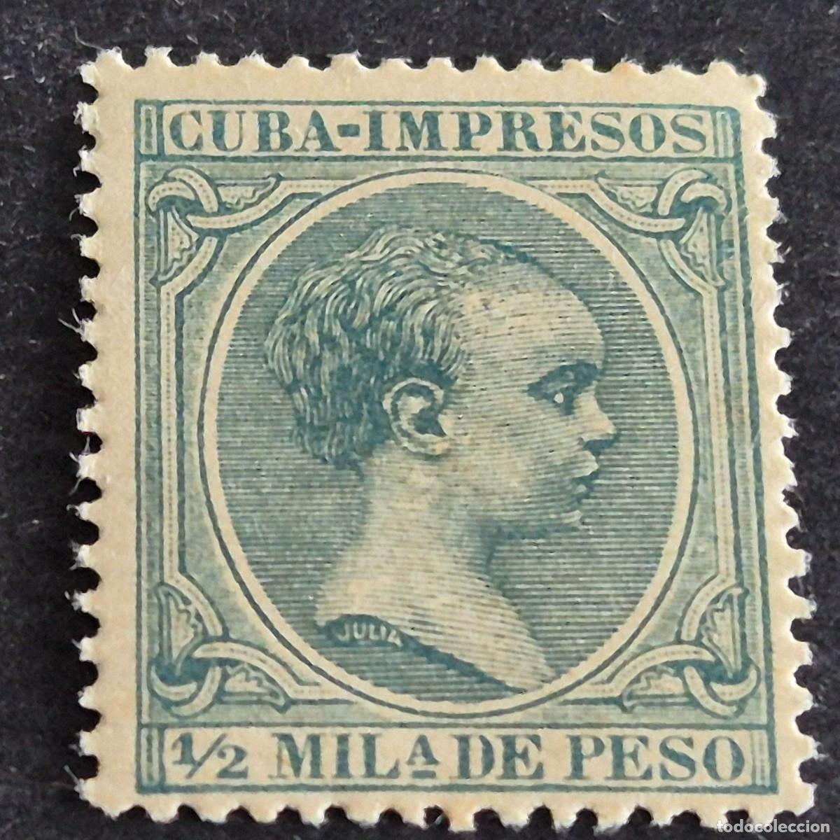 Sellos: ESPA&Ntilde;A, CUBA, 1896-1897, ALFONSO XIII, EDIFIL 140**, NUEVO, GOMA, SIN FIJASELLO, LEER, (LOTE AR)