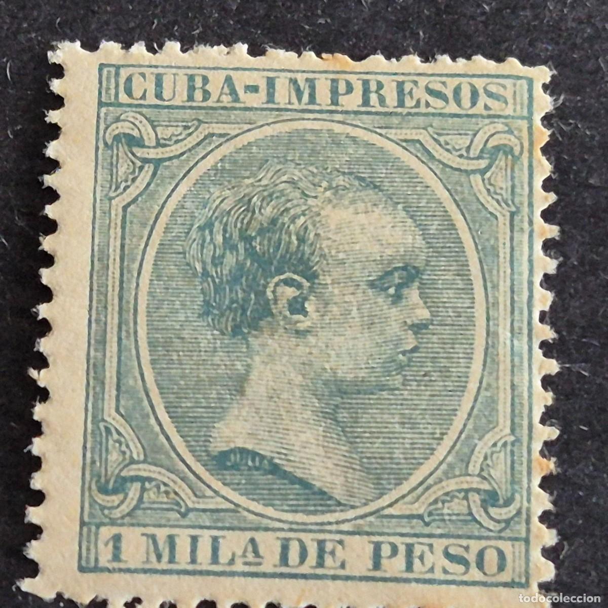 Sellos: ESPA&Ntilde;A, CUBA, 1896-1897, ALFONSO XIII, EDIFIL 141**, NUEVO, GOMA, SIN FIJASELLO, LEER, (LOTE AR)
