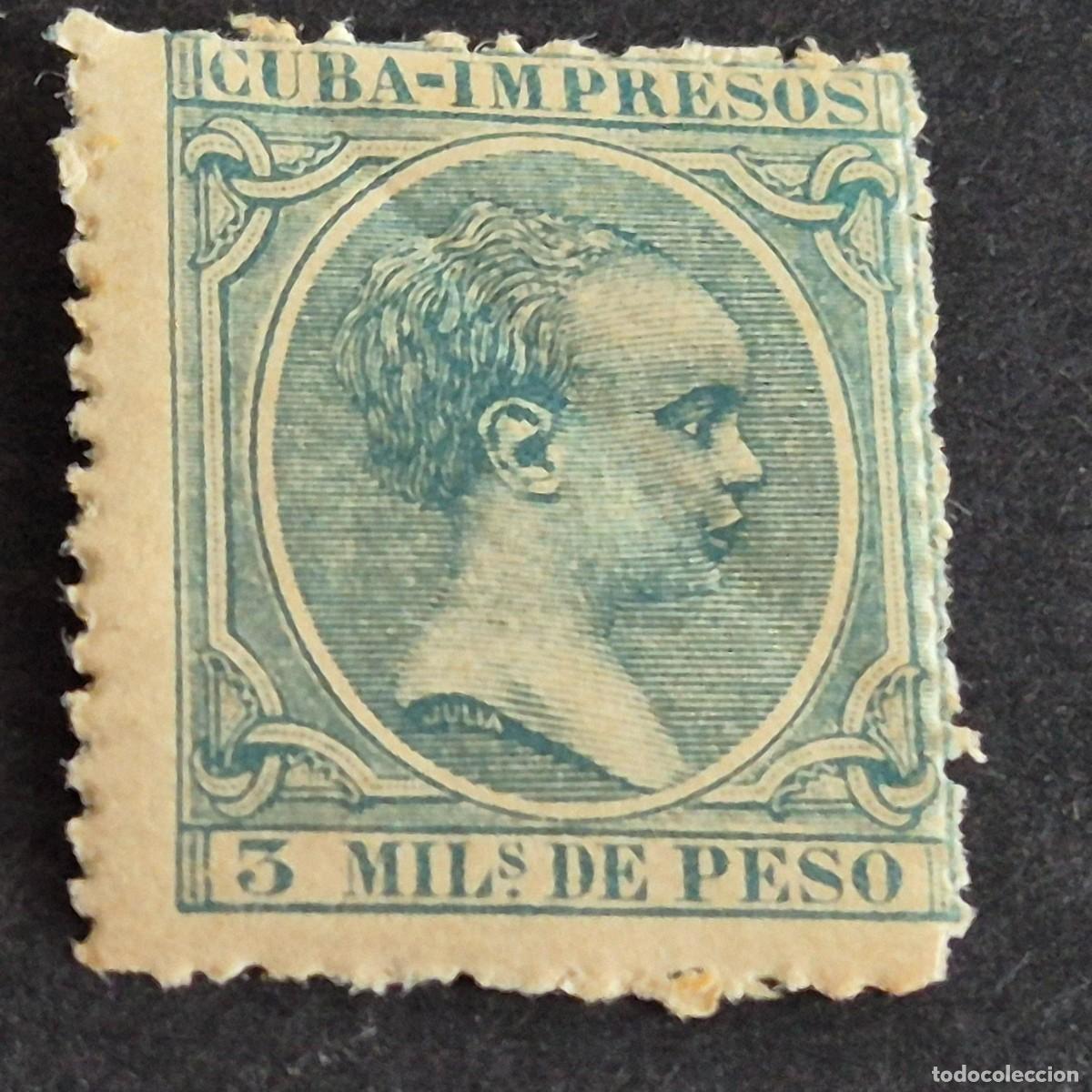 Sellos: ESPA&Ntilde;A, CUBA, 1896-1897, ALFONSO XIII, EDIFIL 143**, NUEVO, GOMA, SIN FIJASELLO, LEER, (LOTE AR)