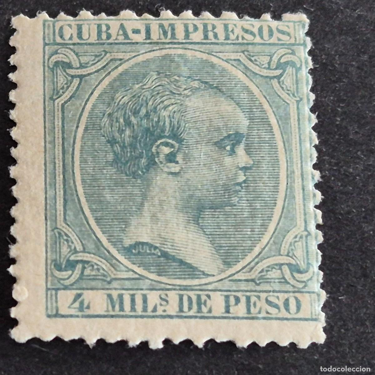 Sellos: ESPA&Ntilde;A, CUBA, 1896-1897, ALFONSO XIII, EDIFIL 144**, NUEVO, GOMA, SIN FIJASELLO, LEER, (LOTE AR)