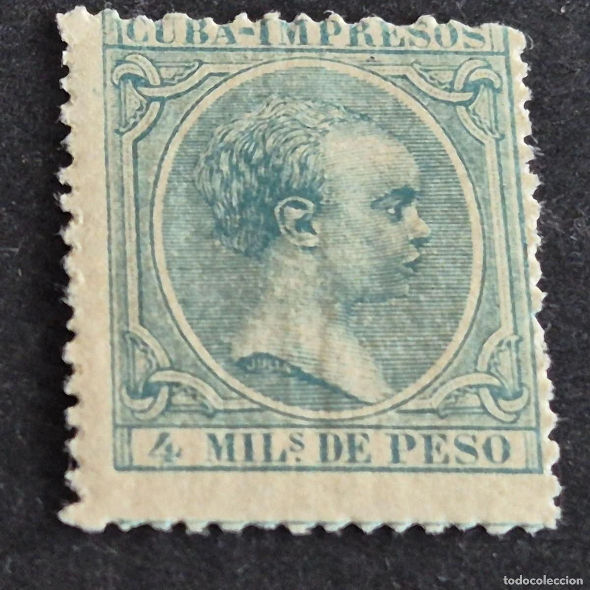 Sellos: ESPA&Ntilde;A, CUBA, 1896-1897, ALFONSO XIII, EDIFIL 144**, NUEVO, GOMA, SIN FIJASELLO, LEER, (LOTE AR)