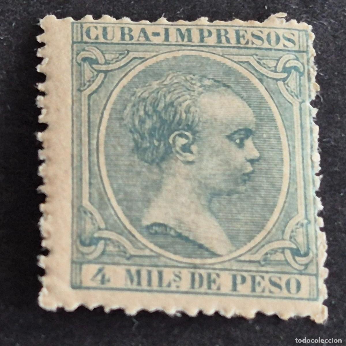 Sellos: ESPA&Ntilde;A, CUBA, 1896-1897, ALFONSO XIII, EDIFIL 144**, NUEVO, GOMA, SIN FIJASELLO, LEER, (LOTE AR)