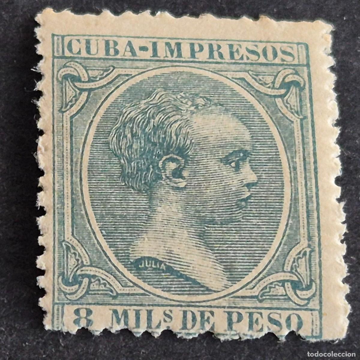 Sellos: ESPA&Ntilde;A, CUBA, 1896-1897, ALFONSO XIII, EDIFIL 145**, NUEVO, GOMA, SIN FIJASELLO, LEER, (LOTE AR)
