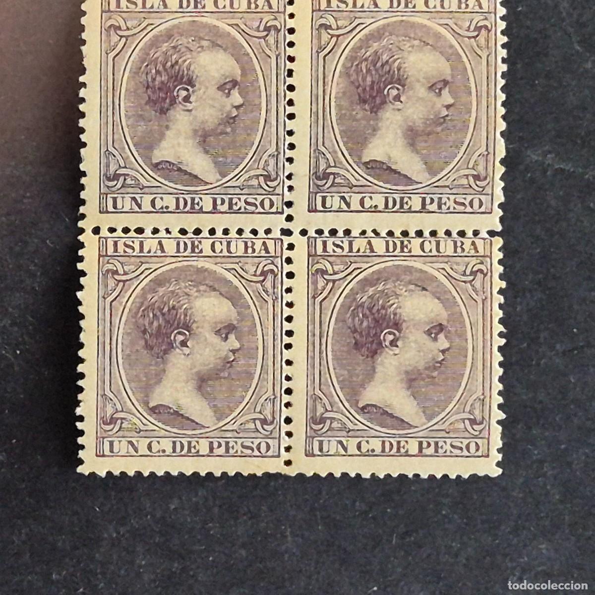 Sellos: ESPA&Ntilde;A, CUBA, 1896-1897, ALFONSO XIII, EDIFIL 146**, BLOQUE 4, NUEVO, GOMA, SIN FIJASELLO, (LOTE AR)