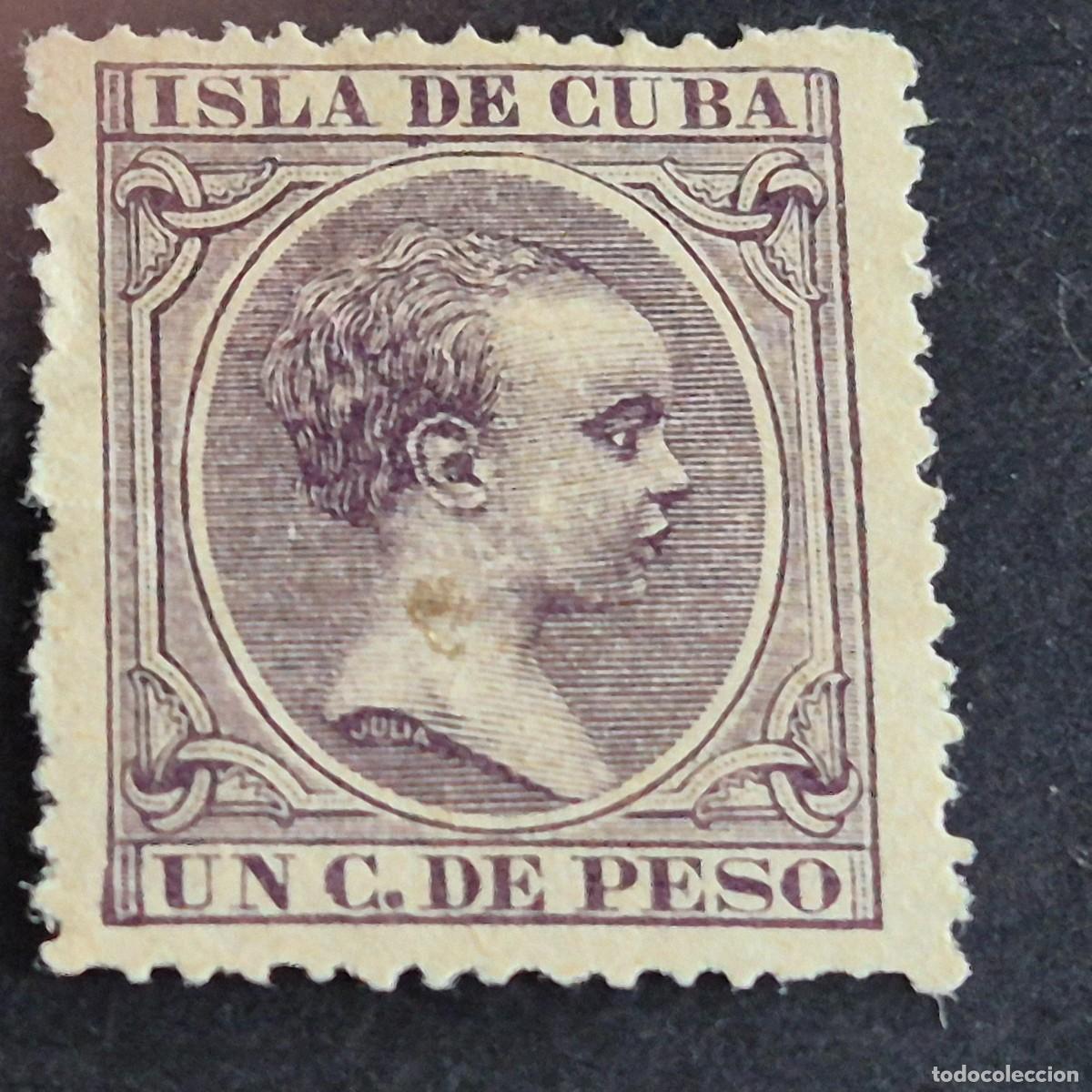 Sellos: ESPA&Ntilde;A, CUBA, 1896-1897, ALFONSO XIII, EDIFIL 146, NUEVO SIN GOMA, MANCHITA EN CUELLO, (LOTE AR)