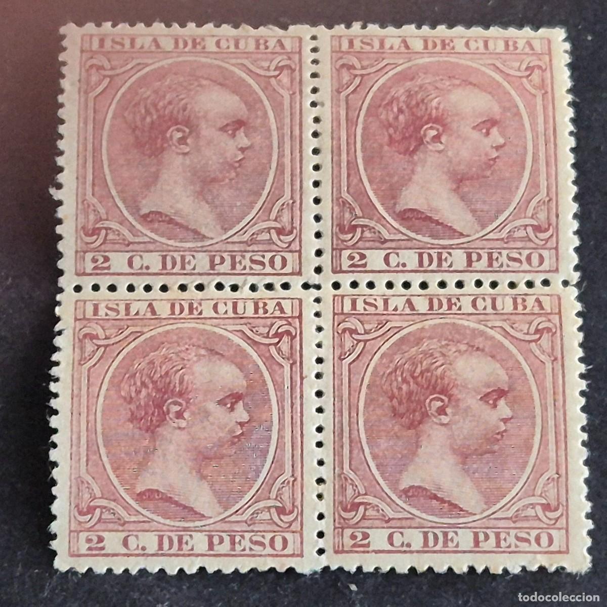 Sellos: ESPA&Ntilde;A, CUBA, 1896-1897, ALFONSO XIII, EDIFIL 147**, BLOQUE DE 4, NUEVO, GOMA,SIN FIJ,LEE, (LOTE AR)