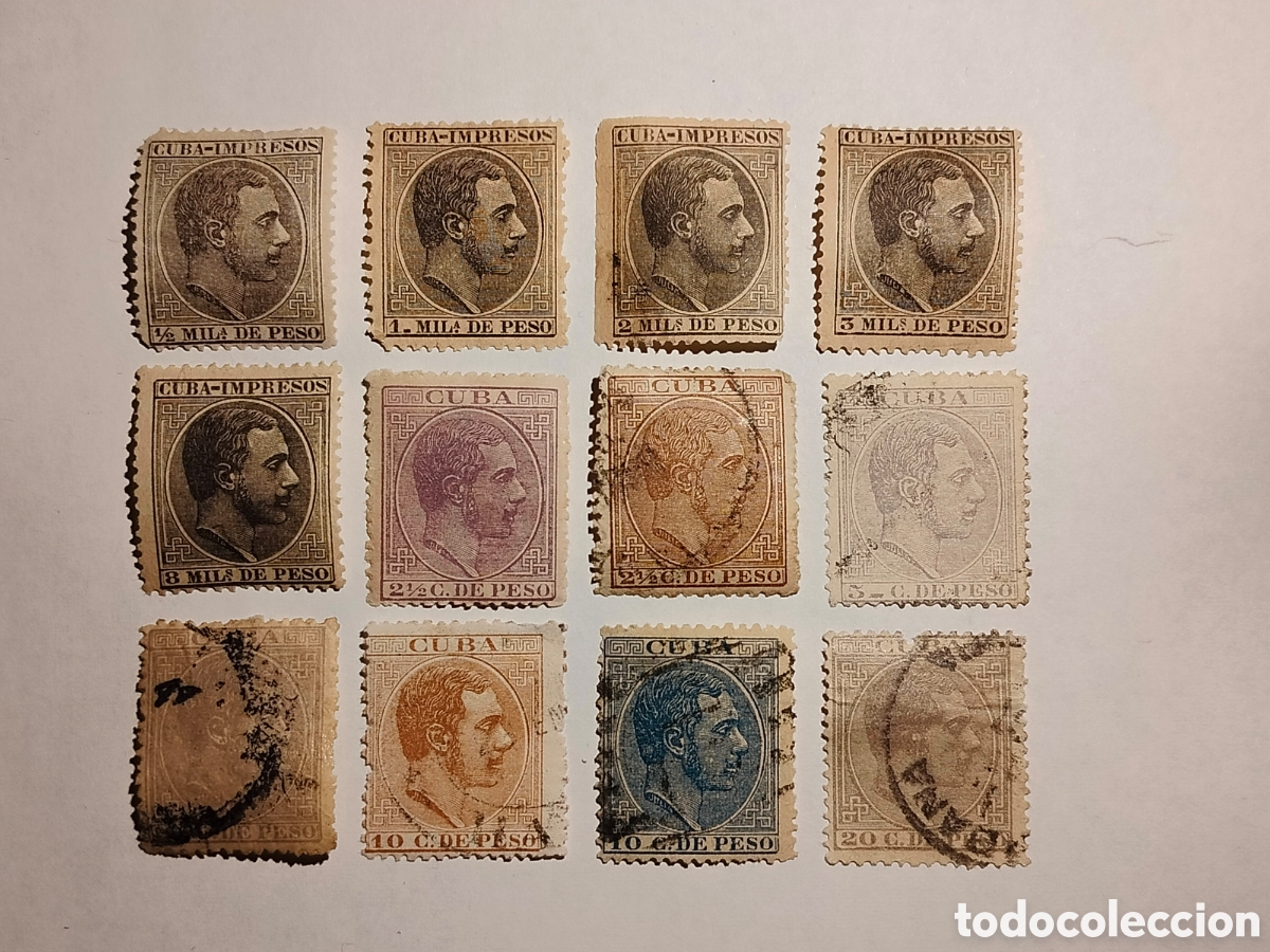 Briefmarken: Cuba 1883/8 Edifil 89/2, 94, 96, 99/103 y 105, nuevos y usados