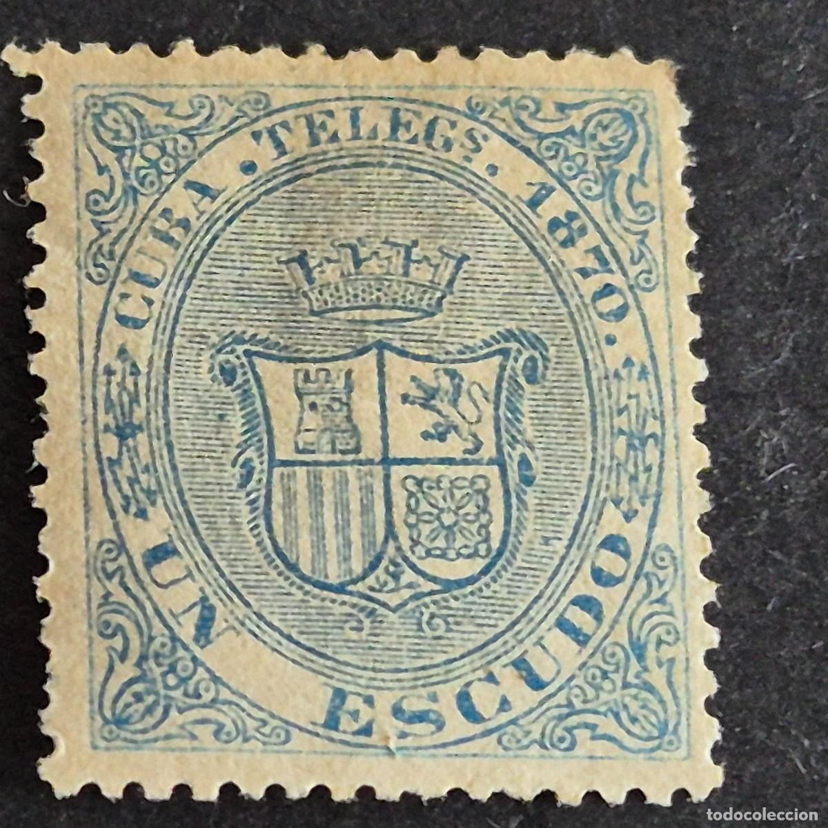 Sellos: ESPA&Ntilde;A, CUBA, 1870, ESCUDO ESPA&Ntilde;A, TEL&Eacute;GRAFOS, EDIFIL 9*, NUEVO, GOMA, FIJASELLO, (LOTE AR)