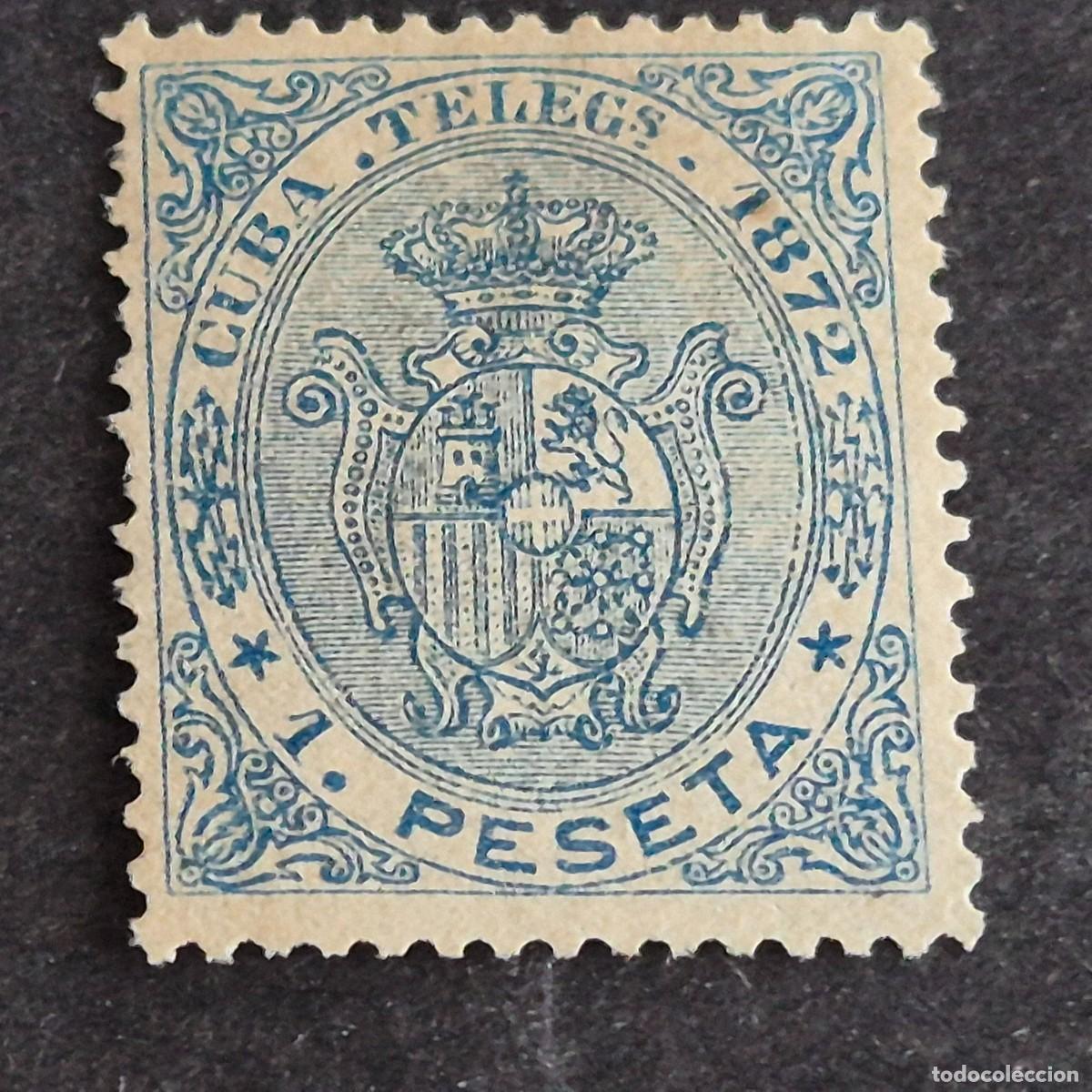 Sellos: ESPA&Ntilde;A, CUBA, 1872, ESCUDO ESPA&Ntilde;A, TEL&Eacute;GRAFOS, EDIFIL 22, NUEVO SIN GOMA, (LOTE AR)