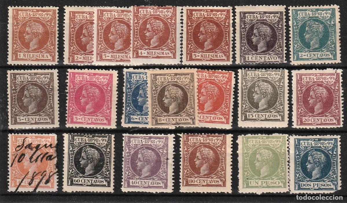 Sellos: Ultramar Espa&ntilde;ol edf n&ordm;154/73.Completa.Sellos nuevos (uno usado) con charnela MH.Alfonso XIII.1898