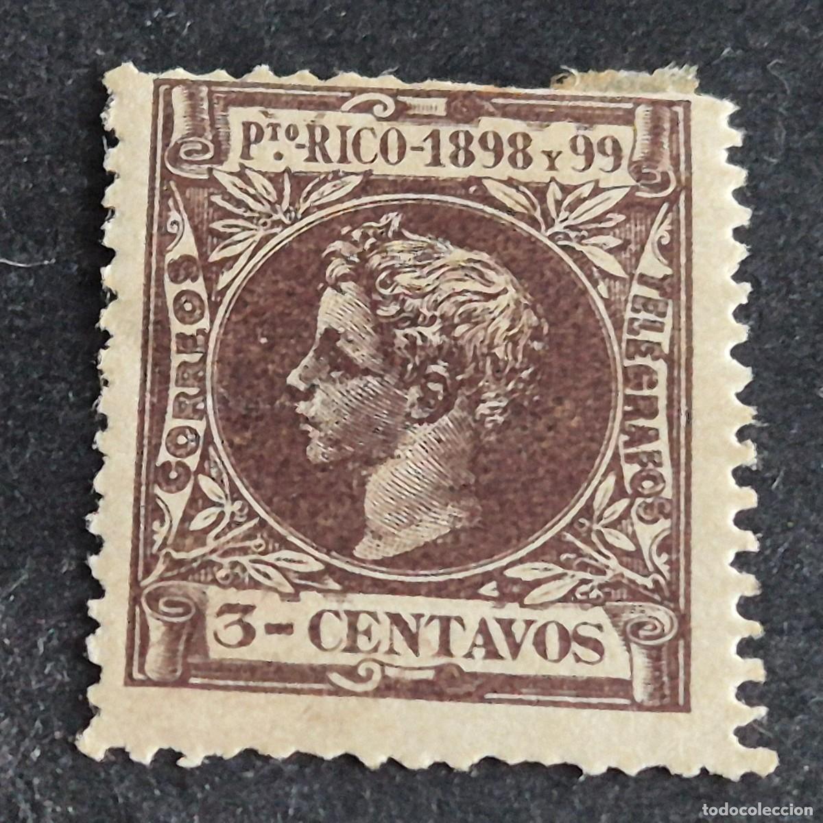 Sellos: ESPA&Ntilde;A, PUERTO RICO, 1898, ALFONSO XIII, EDIFIL 137*, NUEVO, GOMA, FIJASELLO, (LOTE AB)