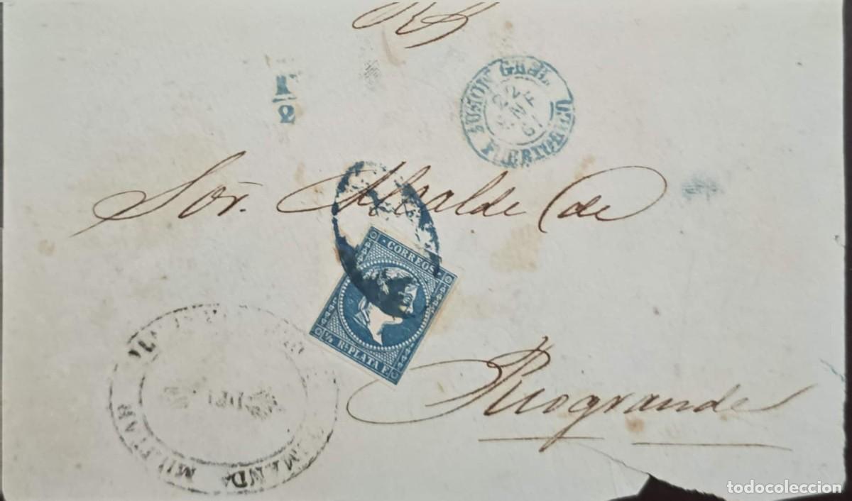 Sellos: O) 1861 PUERTO RICO, SPANISH COLONY, QUEEN ISABELLA II &frac12; real de plata, &frac12; STRUCK, COMANDANCIA MILI